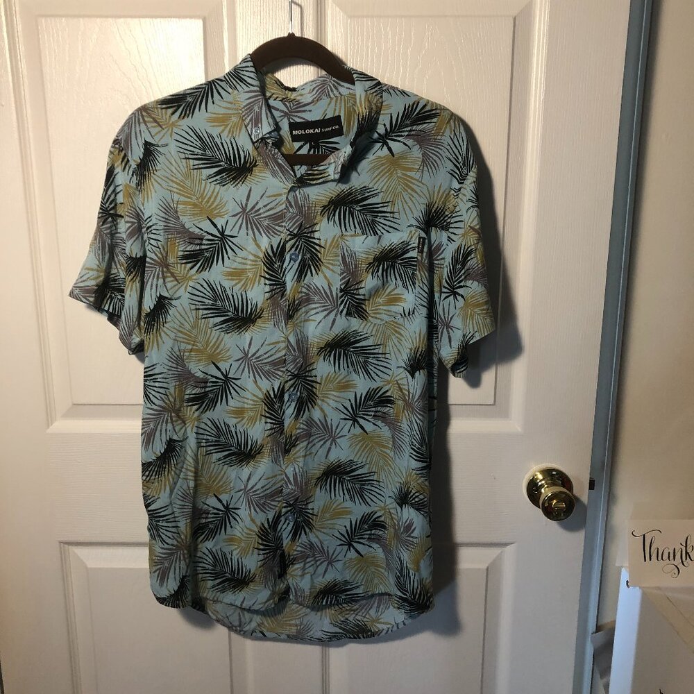 Molokai Surf Company Men Greenery In Teal Print, … - image 1